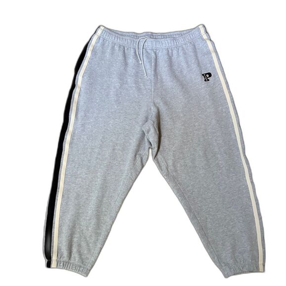 VS PINK Collegiate Grey, Striped Logo Sweatpant Joggers Plus Size XXL - Picture 2 of 9